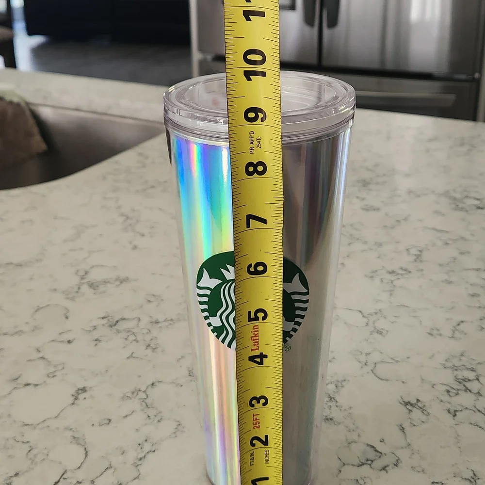 Starbucks Iridescent Silver Tumbler With Straw 24 Oz. Never Used